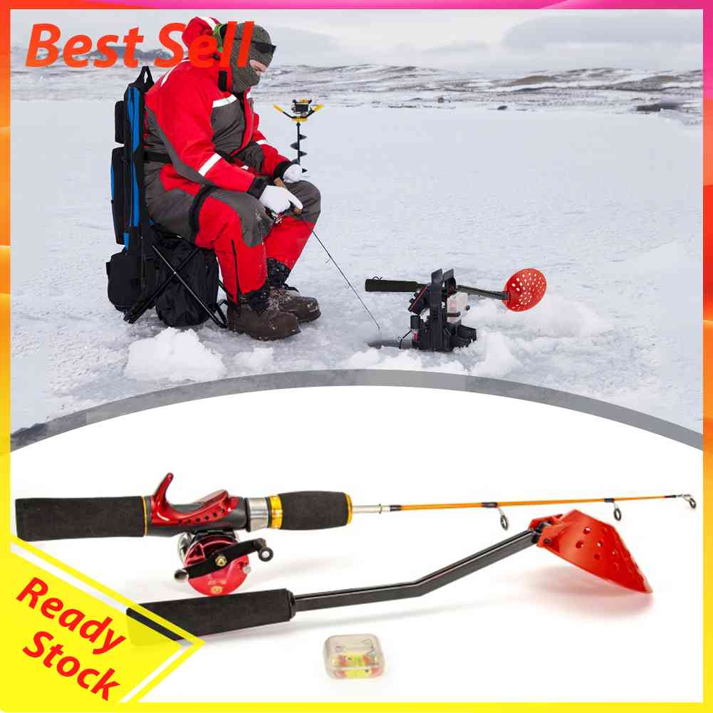 Set Joran Pancing Portable Dengan Reel Untuk Memancing Di Es Air Asin