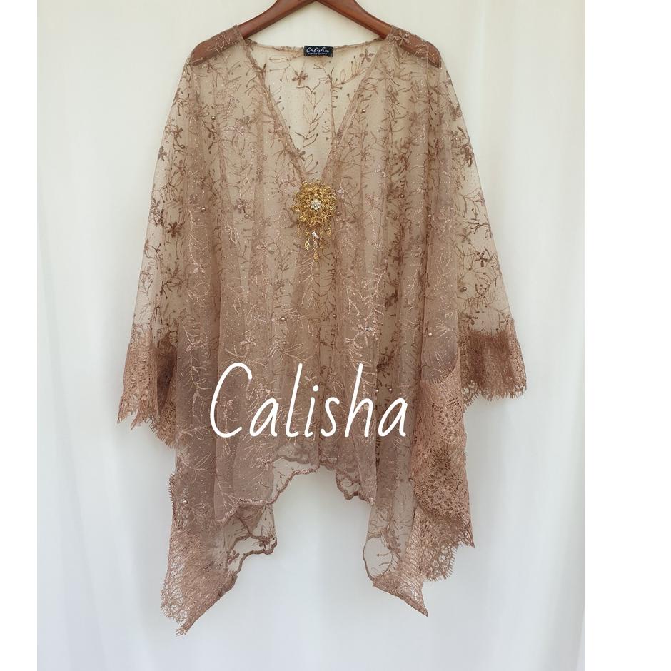 Murah Meriah Kebaya Cape Kilau Jelita Outer by Calisha TOP OUTER CARDIGAN KEBAYA TULLE TILLE MIX BRU