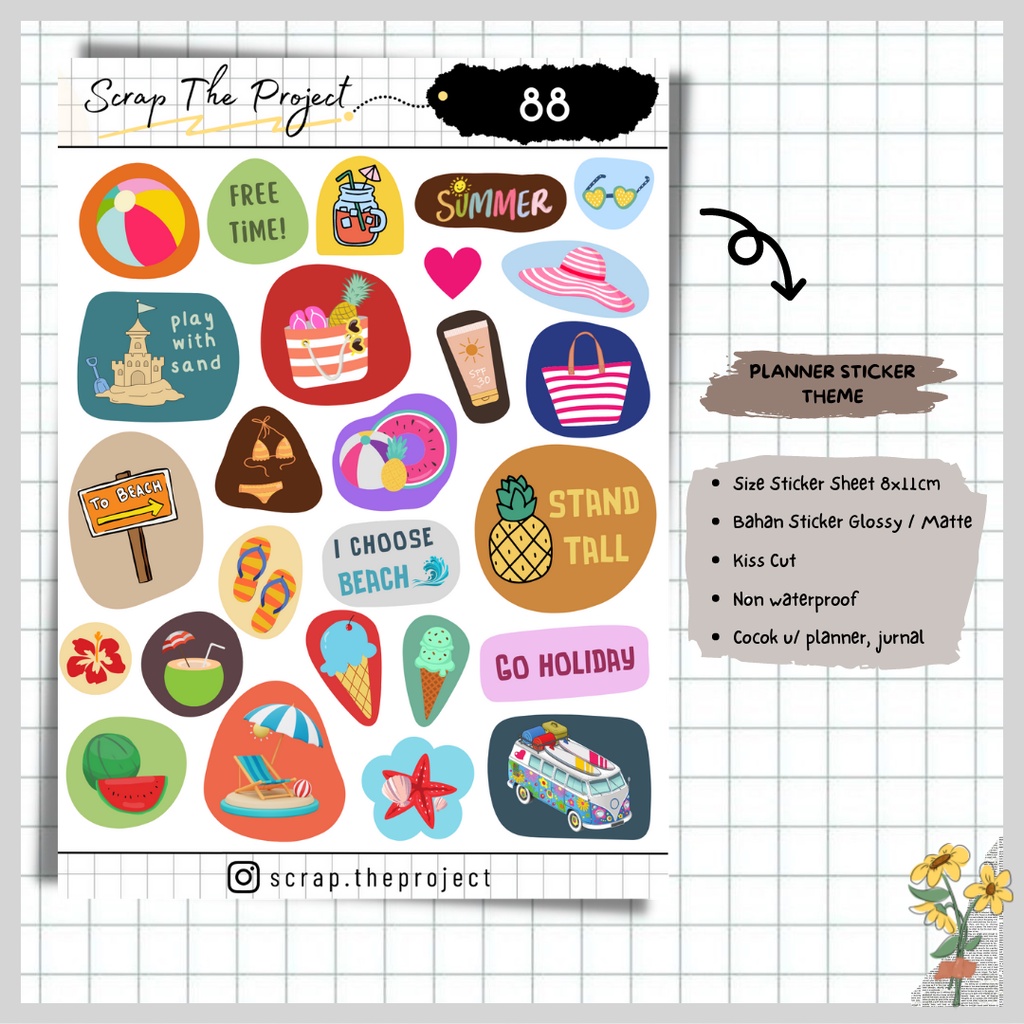 

STICKER PLANNER JOURNAL / STICKER SUMMER HOLIDAY / STP - 88