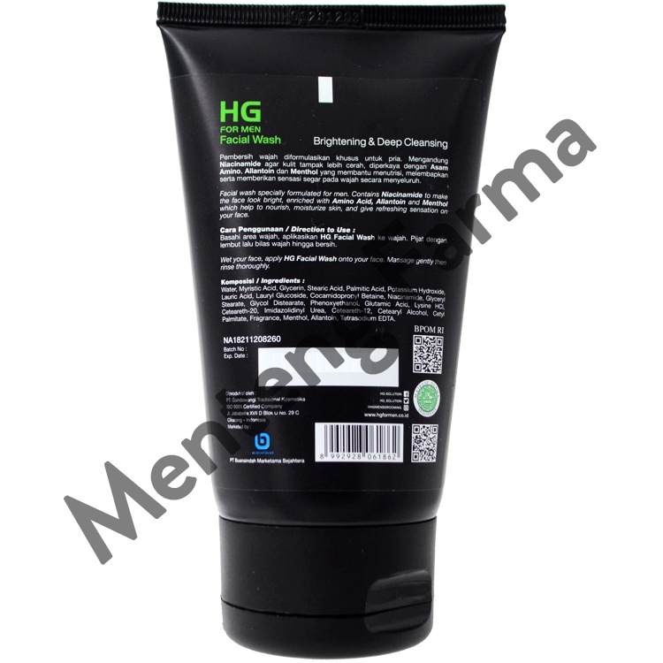 HG For Men Facial Wash Brightening &amp; Deep Cleansing 100 ML - Pembersih dan Pencerah Kulit Wajah Pria