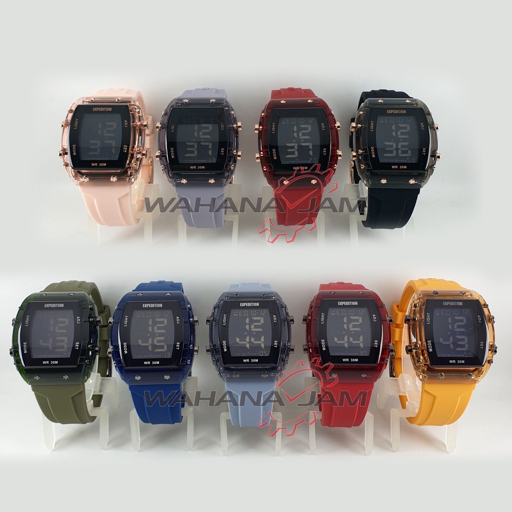 Expedition E 6827 MF / Jam Tangan Wanita Pria EXP E6827 Digital Rubber Kotak Couple Karet Rubber Ori