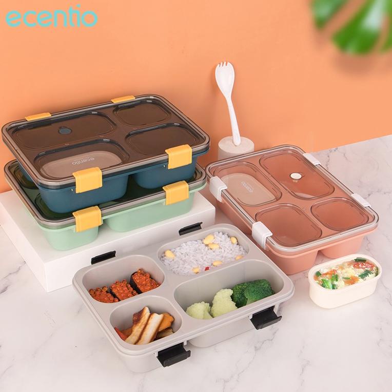 J2V9 ecentio tempat makan anak set tempat makan bayi 3/4/5 Sekat kotak makan anak set 850ml/1300ml d