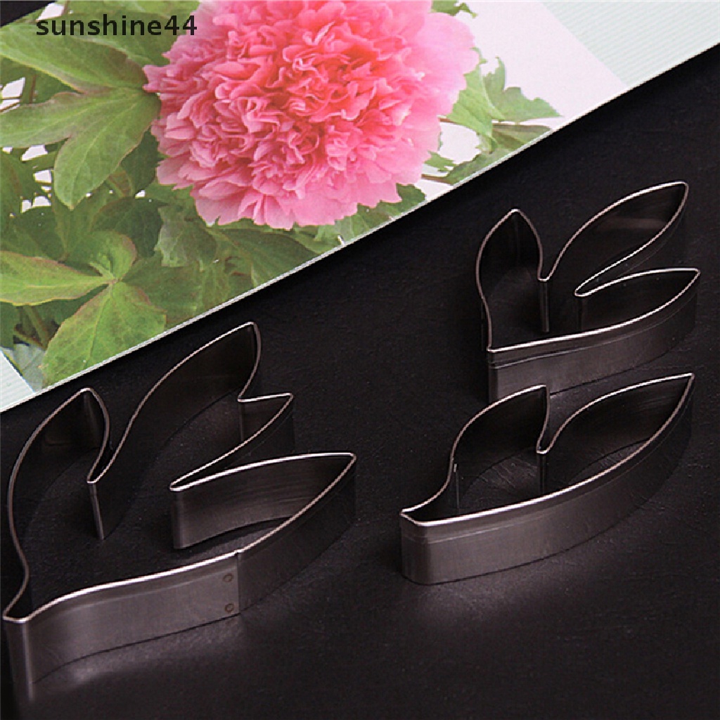 Sunshine Set Cetakan Cutter Stainless Steel Bentuk Bunga Peony + Daun Untuk Dekorasi Fondant Kue