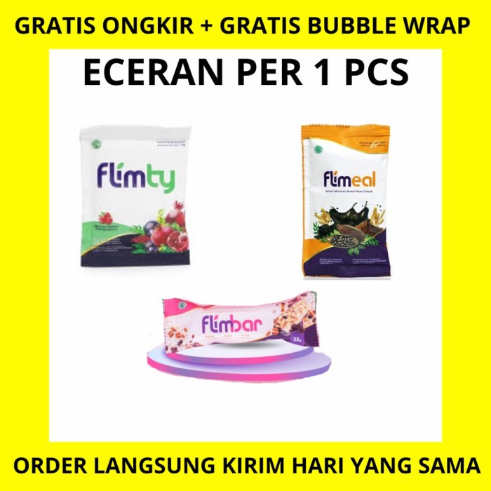 [SATU AN] Flimty / Flimeal / Flimbar Fiber Eceran Per 1 Pcs Detox Flimty Original 3 Rasa Halal BPOM | Meal Replacement | Snack bar Pengganti Cemilan