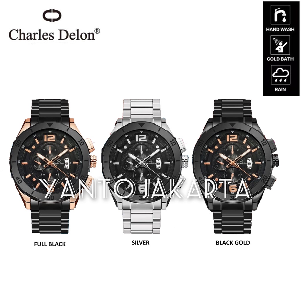 CHARLES DELON JAM TANGAN PRIA RANTAI ANTI AIR