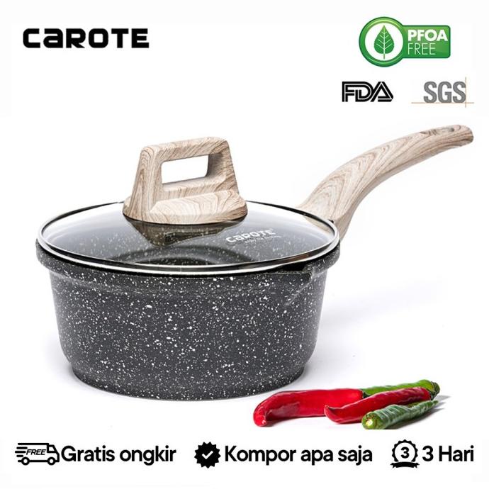 Carote Essential Woody Panci Susu Anti Lengket Sauce Pan Batu Granit