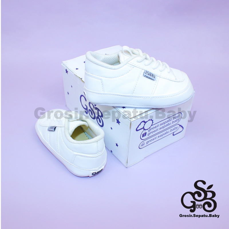 Prewalker - Sepatu Bayi - Baby Shoes | 2-12 bulan | casual MARGOM PUTIH polos ringan &amp; fleksibel