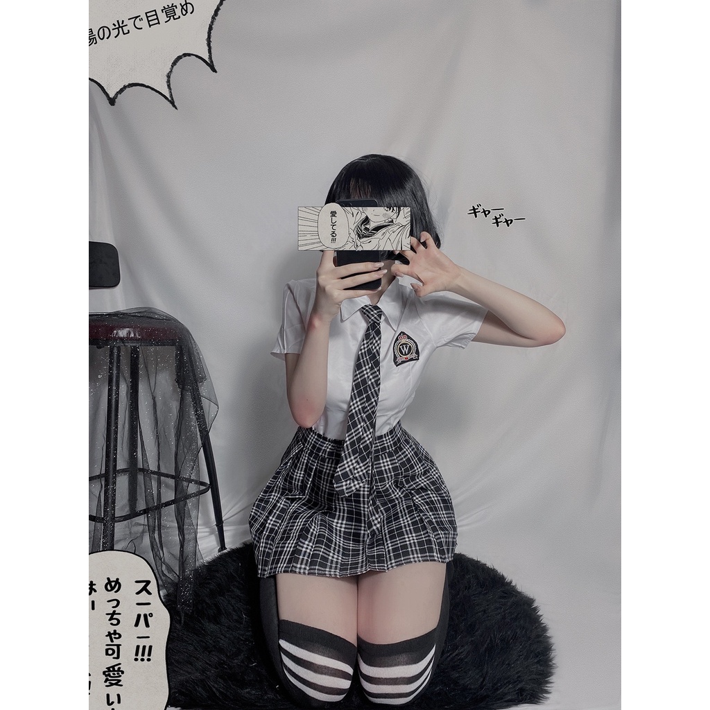 Sexy Lingerie Check Dasi Gaya Kampus Jepang Cosplay Seragam Seragam Pelajar Cosplay A232-B