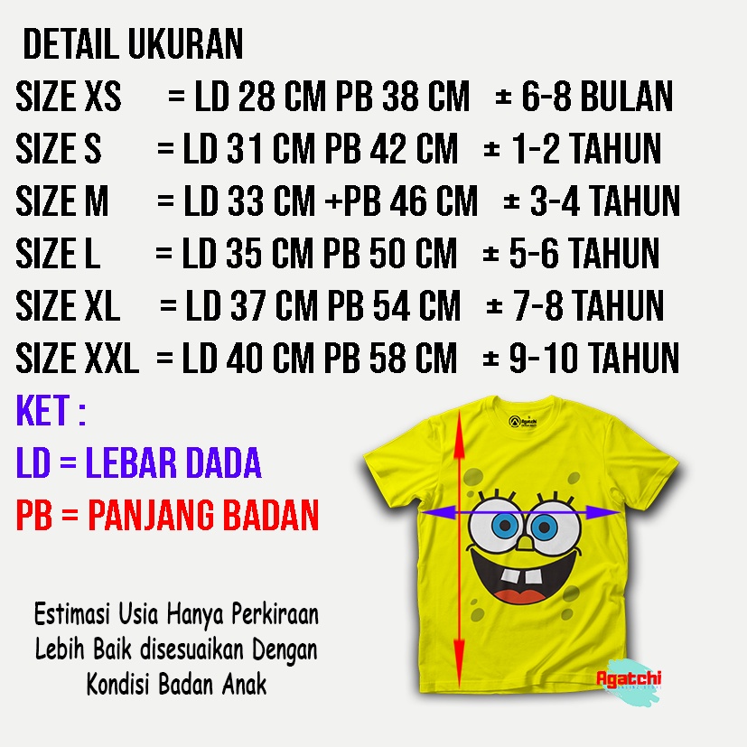 Baju Kaos Atasan Anak Laki - Laki Agatchi Motif Spongebob