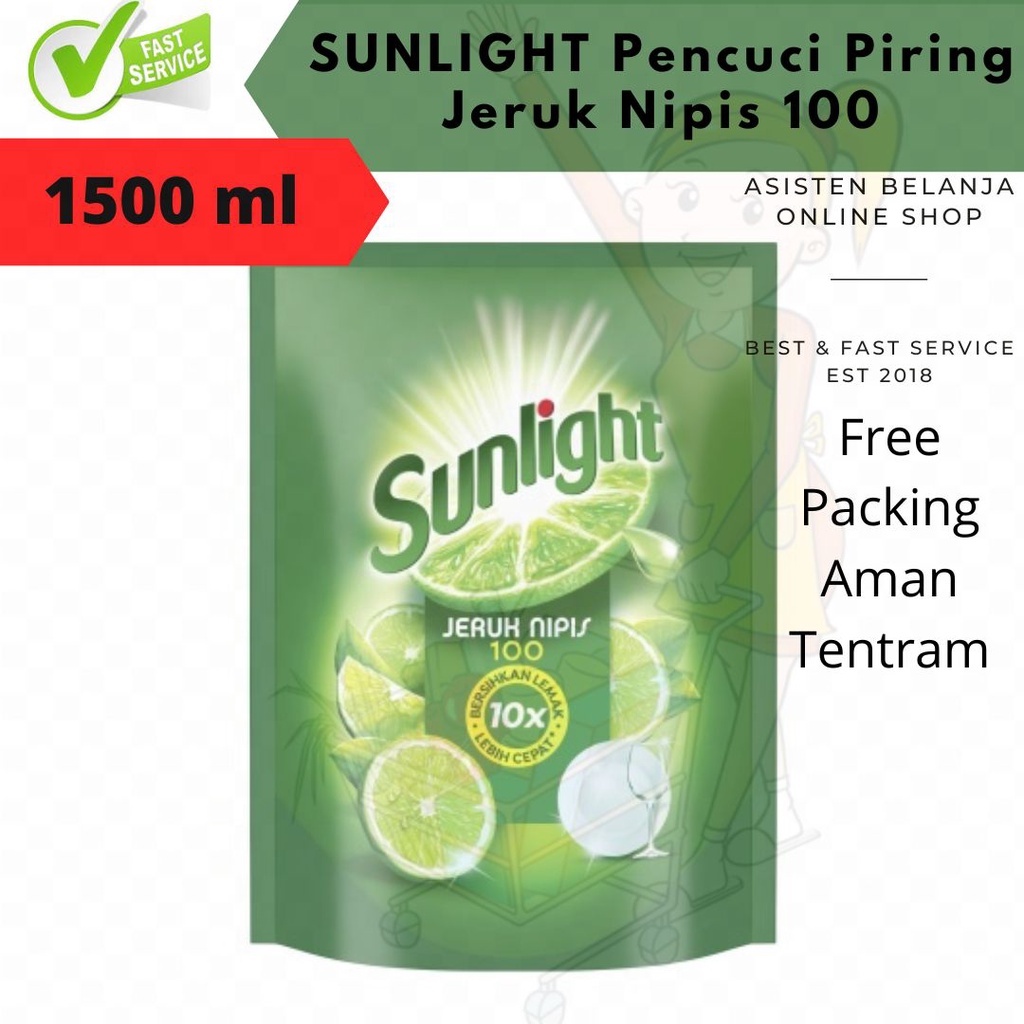 SUNLIGHT Jeruk Nipis 100 isi 1500 ml 1500ml sabun cuci piring 1.5L 1,5 Liter