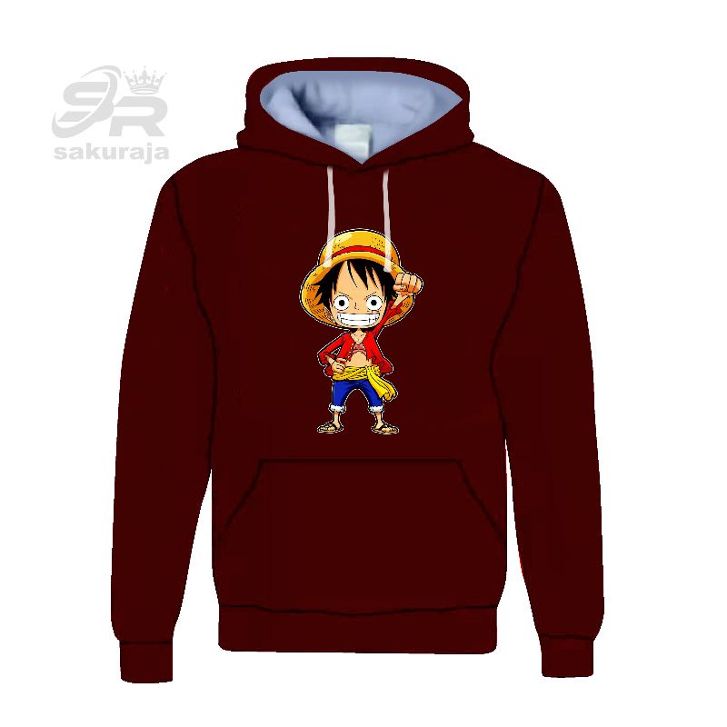 sweater hoodie anak gambar karakter Luffy one piece/umur 3-17 tahun