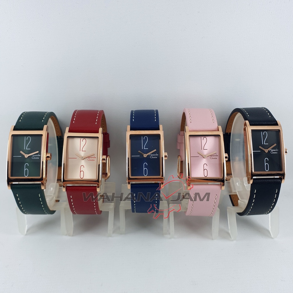 Alexandre Christie AC 2A05 LH / Jam Tangan Wanita AC2A05 Kulit Kotak Alexander Cewek Original