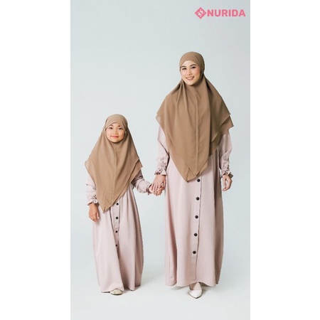 Hafsah Series by Nurida - Dress Syar'i Couple Ibu Anak - Gamis set Khimar Dewasa dan Anak Perempuan