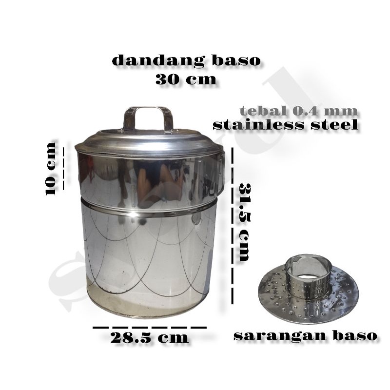 panci baso/dandang baso stainless steel 30 cm 0.4 mm