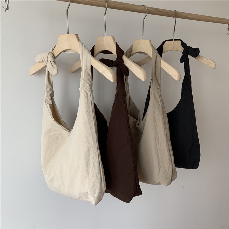 ◆▦Sera Strap-tali Satu Bahu Diagonal Tas Sekolah Jepang Sederhana Warna Solid Diikat Angin Malas Serbaguna Tas Kain Kasual