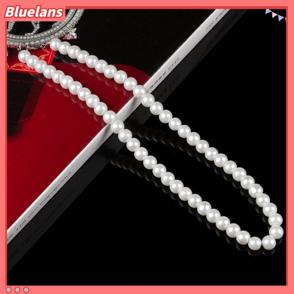 Bluelans Necklace 8mm Imitation Pearls Elegant Women Metal Lobster Clasp Necklace