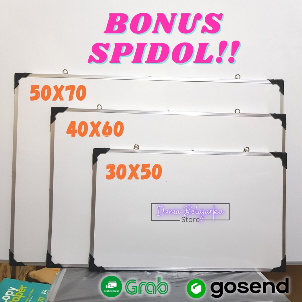 

[Bonus Spidol] Papan Tulis White Board 50x70cm / Bagian Belakang Black Board