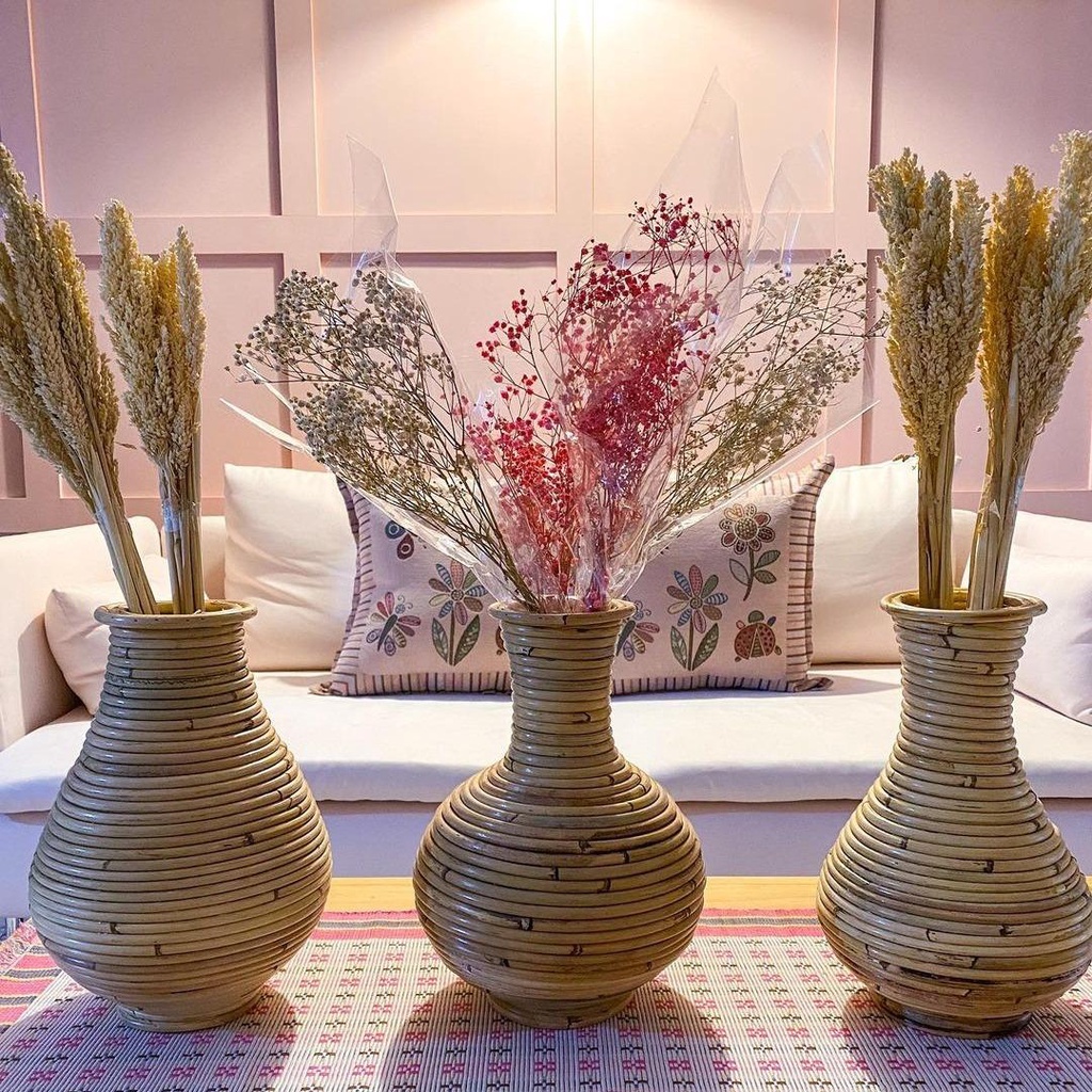 guci rotan vas bunga vas bunga rotan guci  vas rotan vas bunga besar vas guci pot rotan dekorasi guc