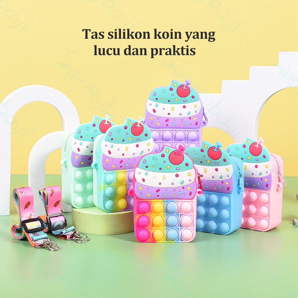 SweetyBayi Tas anak pop it jelly Tas pop it Selempang bag Dompet anak kue Pop it lucu