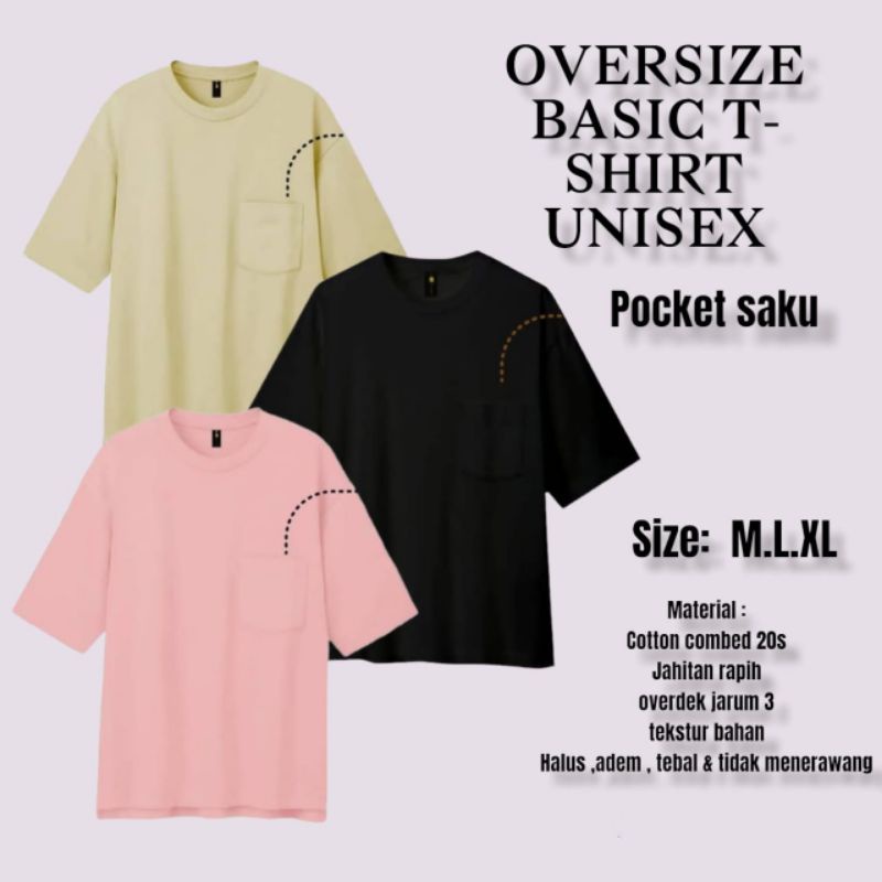 KAOS OVERSIZE POLOS /KAOS POLOS OVERSIZE POCKET UNISEX