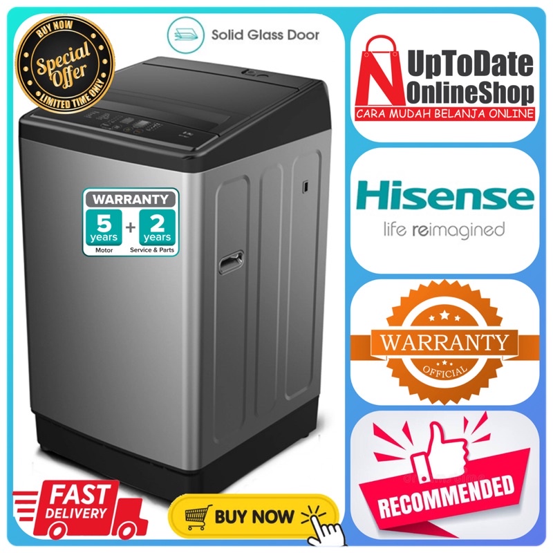 MESIN CUCI 1 TABUNG 10.5KG HISENSE WTAJ1101T WTAJ 1101T BIG CAPACITY TOP LOADING PROMO