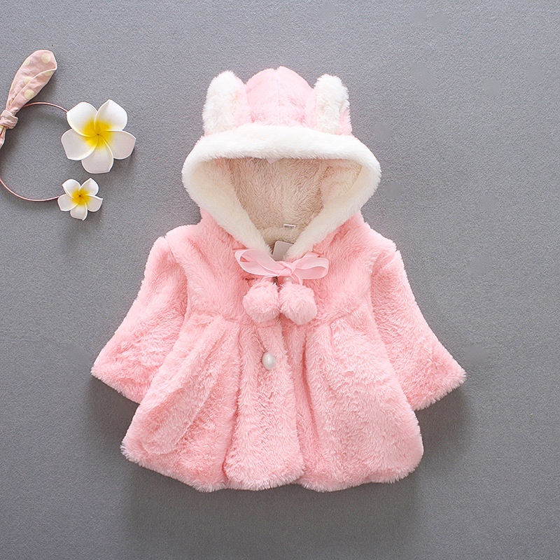 Pink Rabbit Sweater Jaket Anak Perempuan Mantel Bulu Lucu Bayi Korea Import Musim Dingin