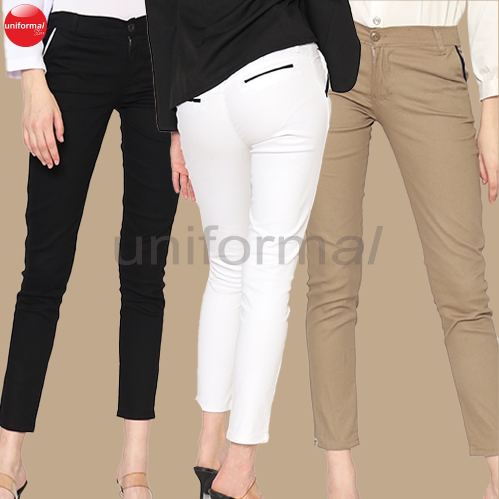 Celana Chinos Wanita Panjang, Elizabeth Pants JUMBO BIG SIZE M - 5L Chino Pants Bahan Tebal Stretch Casual Wanita, Celana Kantor Formal Kerja Katun Twill Karet Import Korea, Celana Katun Pensil Skinny Cewek, Clana Chino Wanita Slim Fit Bhan Tebal Stretch