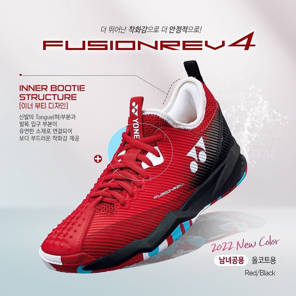 Sepatu Tenis Yonex Fusion Rev 4 Power Cushion Black Red Yonex Tennis Shoe Original