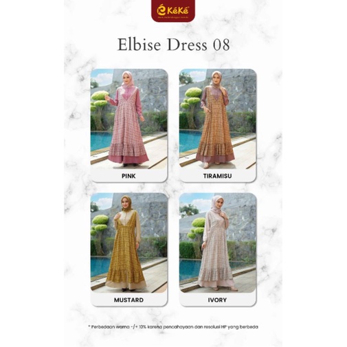 Gamis Premium Elbise Dress 08 Pink by Keke|Gamis Double Layer|Gamis Jumbo 4XL|Gamis Polos Kombinasi 