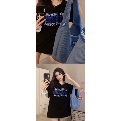 [littlecrab] Kaos Oversize Korea Chanycou-Cha Simple Aesthetic Gradasi Biru Ungu Soft Bayangan Shadow T-shirt Couple Unisex Berkualitas Korean Style