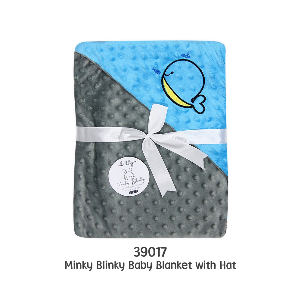 Kiddy Selimut Bayi Topi / Bedong Bayi Topi / Minky Blinky Baby Blanket With Hat