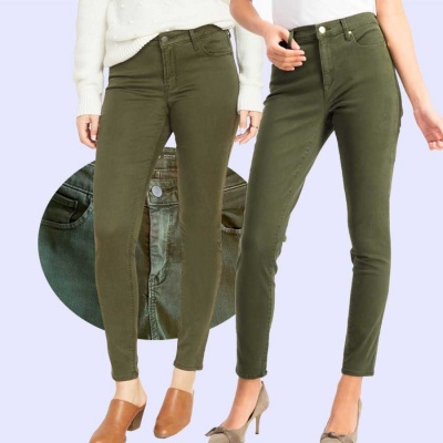 ONJ 189 RockStar Distressed Jeans OliveGreen