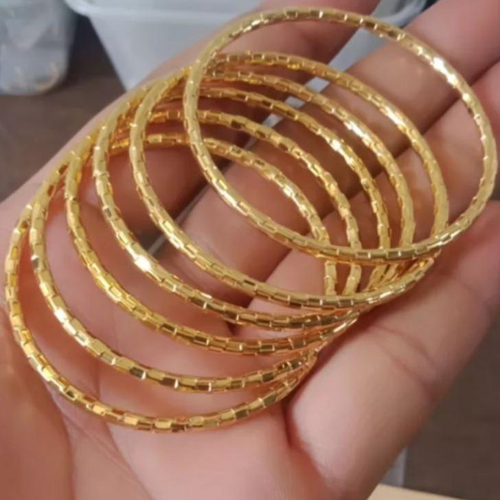 TRXGg5G0--GELANG KERONCONG ANAK TITANIUM GOLD ISI 6 PCS UMUR 3-10 TAHUN ANTI LUNTUR DAN KARAT