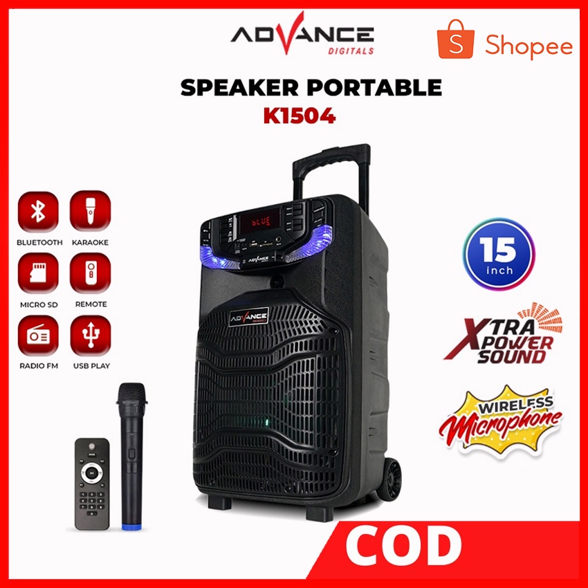 speaker aktif / speaker bluetooth / speaker 15 inch bass /Advance K1504 Speaker Meeting Bluetooth Salon Aktif 15 inch Gratis 1 Mic Karaoke