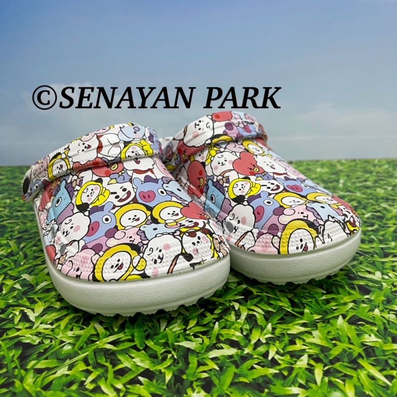 19-35 Sandal Kodok Anak Motif Printing, Sendal Karet Anak Model Crocs BTS Anti Slip