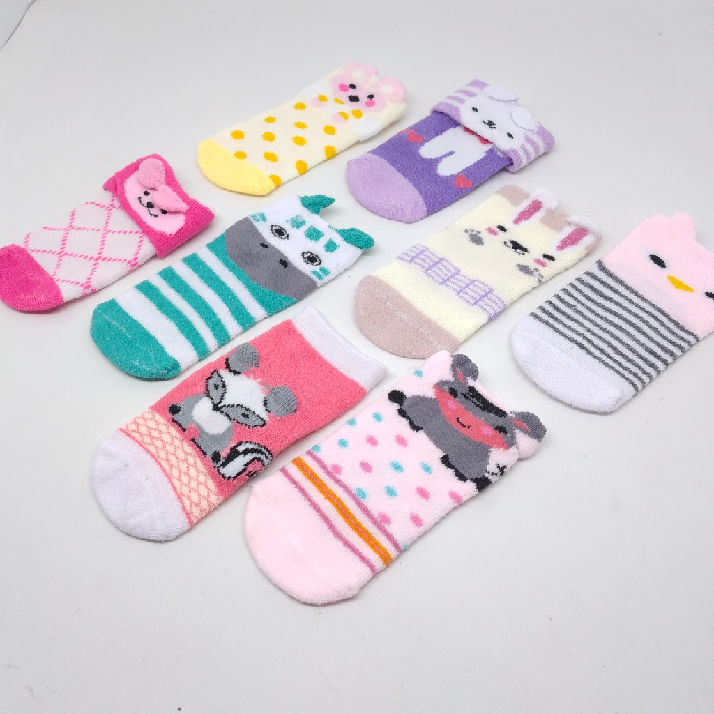 3 PASANG KAOS KAKI BAYI MOTIF CUTE ANIMAL 3D IMPORT USIA 0-12 BULAN