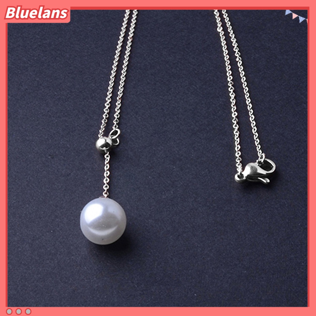 Bluelans Necklace Exquisite Adjustable Single Faux Pearl Pendant Chain Women Jewelry