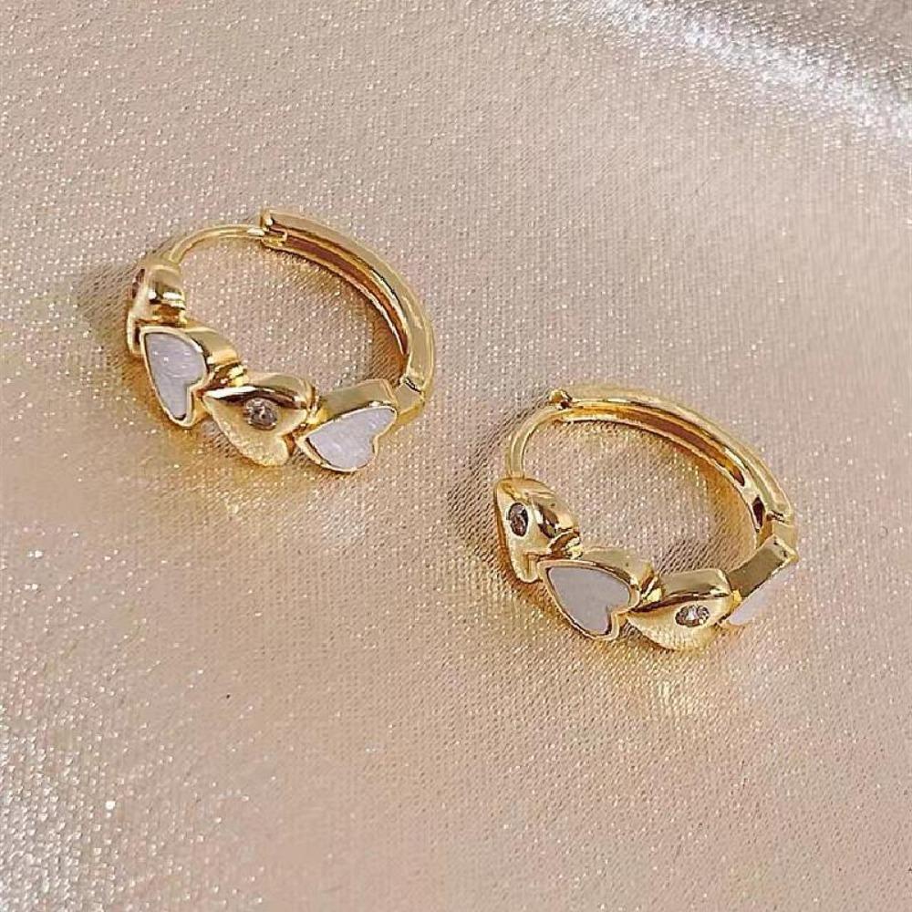 Nickolas1 Cinta Hati Hoop Anting Warna Kontras Kepribadian Retro Trendi Lucu Wanita Aksesoris Perempuan Vintage Golden Chrismas Hadiah