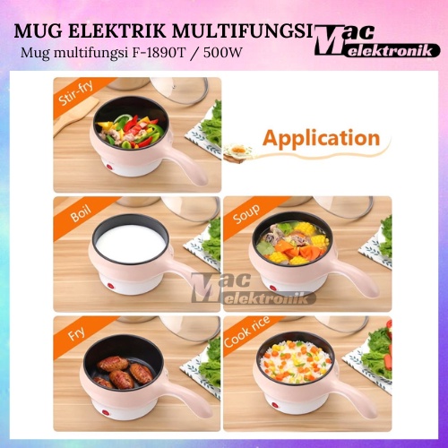 PANCI MUG ELEKTRIK MULTIFUNGSI  REBUS, TUMIS, KUKUS, GORENG 0.8 LITER stainless steel