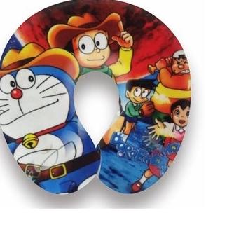(PROMO KFV80) Bantal Leher Karakter Kartun Doraemon, Bahan Halus Berkualitas - bantal leher travel -