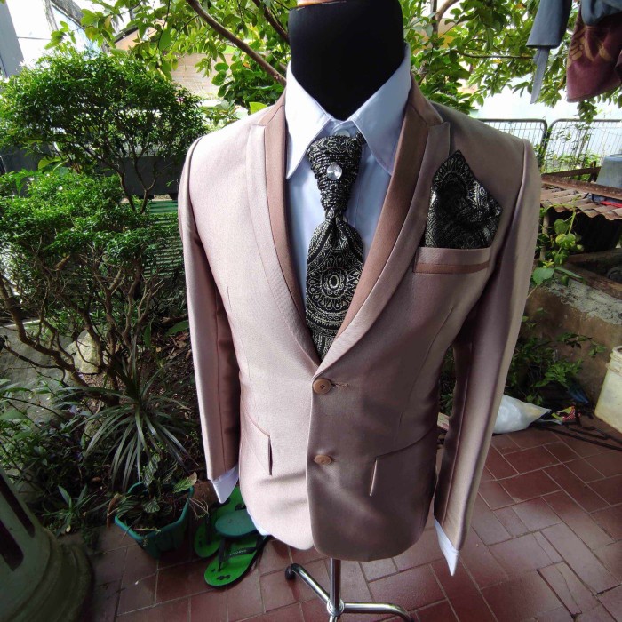 DISKON COD Jas formal Pria Jas pengantin Jas Nikah Jas blezer Jas murah pengantin - Rose Gold, S