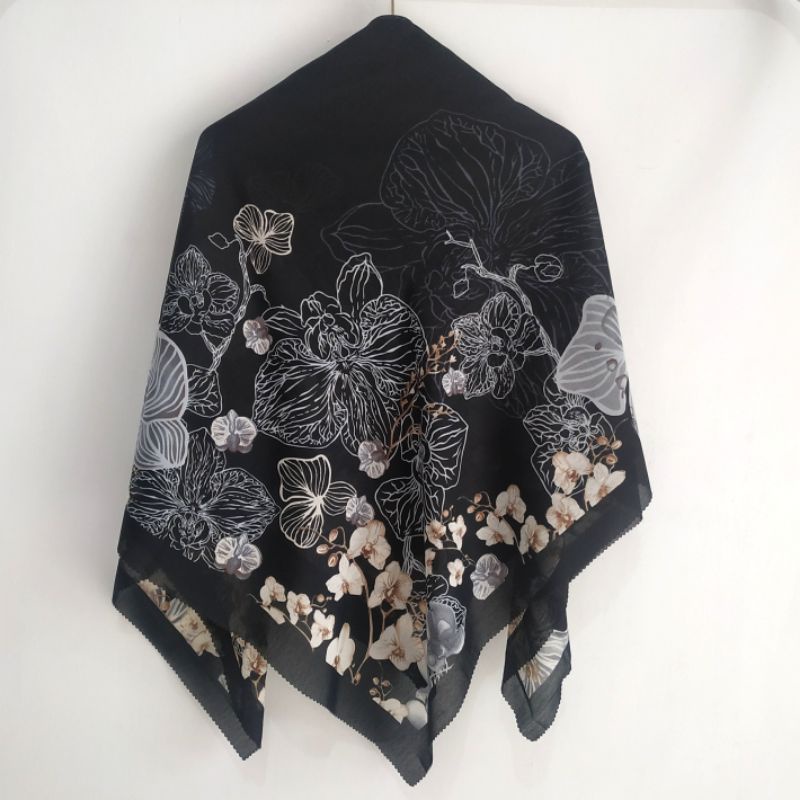 [OTULILI] HIJAB SEGI EMPAT VOAL MOTIF SYAR'I 130 X 130 | JILBAB SEGIEMPAT PRINTING JUMBO DENAY KW FA