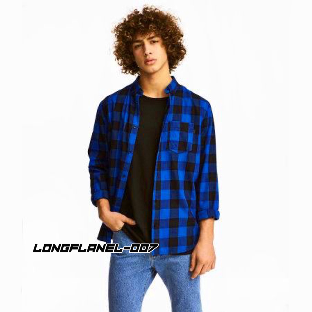 KEMAJA FLANEL ORIGINAL KEMEJA CASUAL PRIA KEMEJA FLANEL BIRU PANJANG BECCO.ID