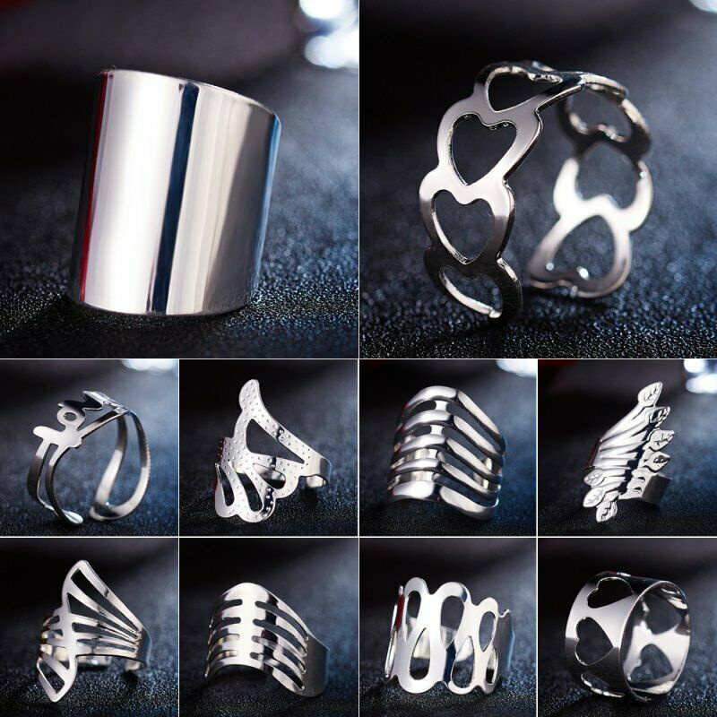 Cincin Bentuk Hati Model Hollow out Adjustable Gaya Korea Untuk Pria Dan Wanita