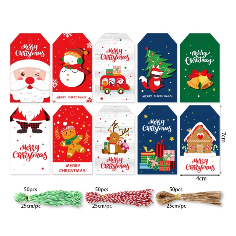 Zzz 100Pcs Label Gantung DIY Dengan Tali 25m Untuk Hadiah Natal