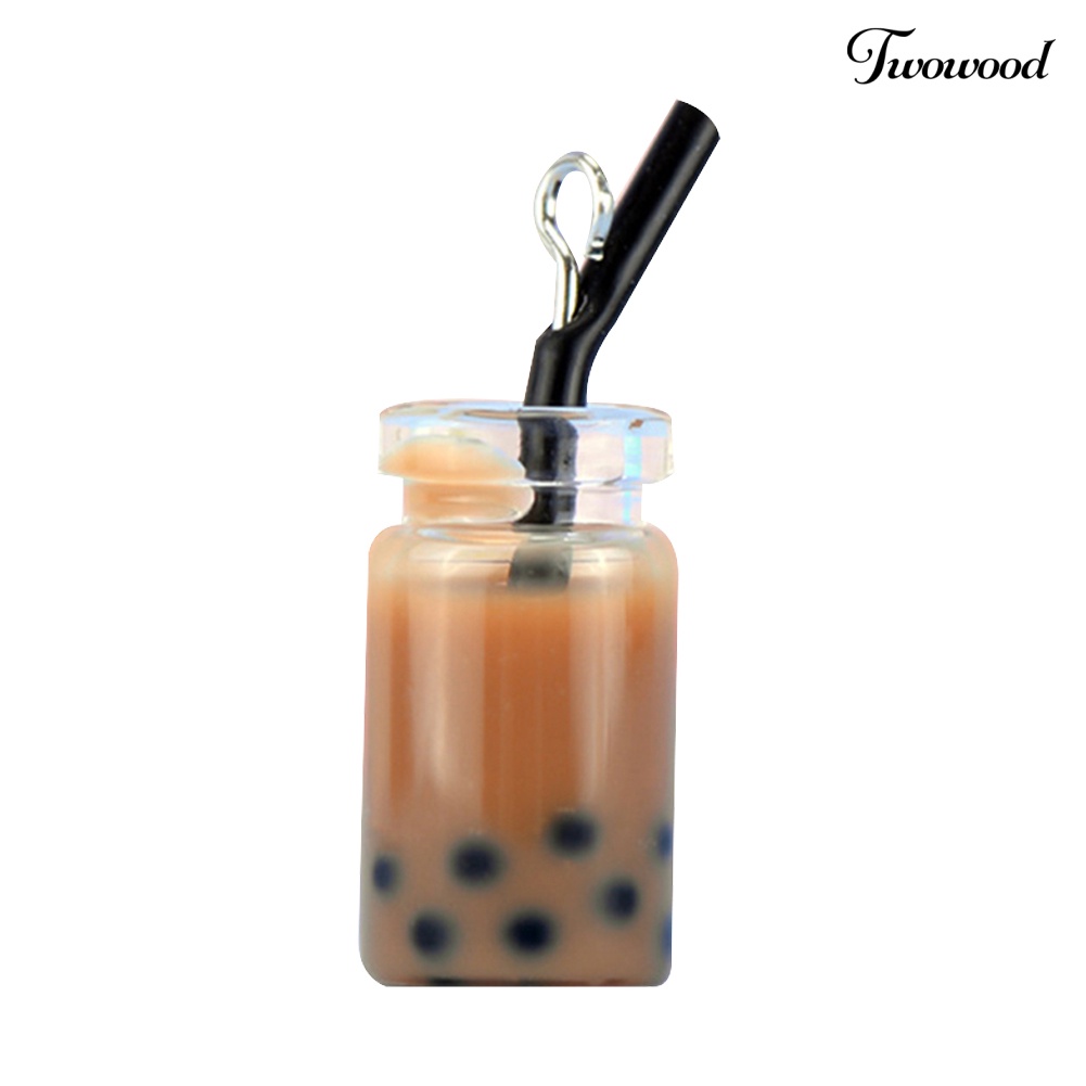 3pcs / Set Gantungan Kunci Bentuk Milk Tea Bahan Resin Warna Permen Untuk Dekorasi