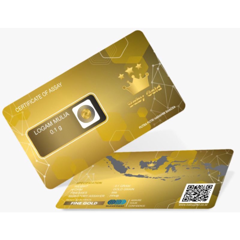 EMAS MINI 0.1gr LOGAM MULIA 24KARAT DIJAMIN ASLI ORIGINAL