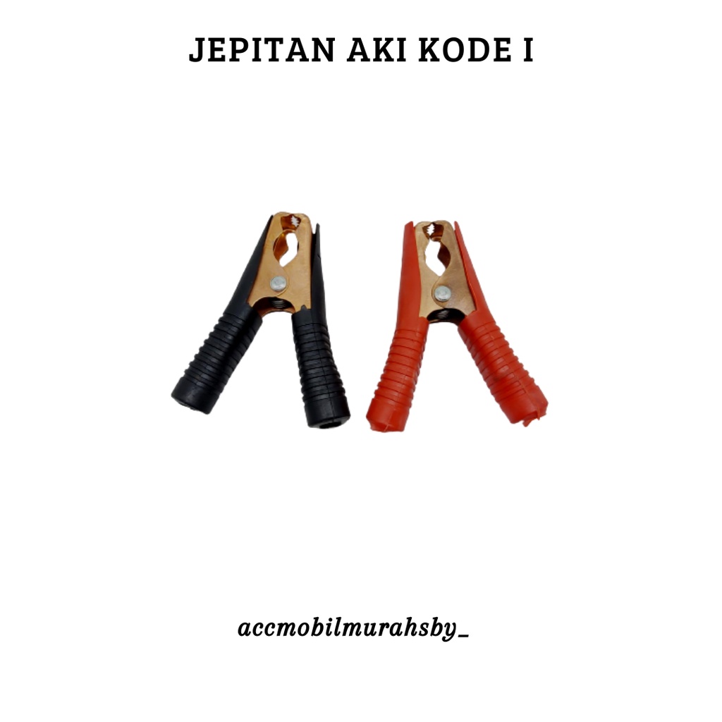 Jepitan buaya aki 100A aligator clamp klip besar jepit accu 1 set merah hitam (I)