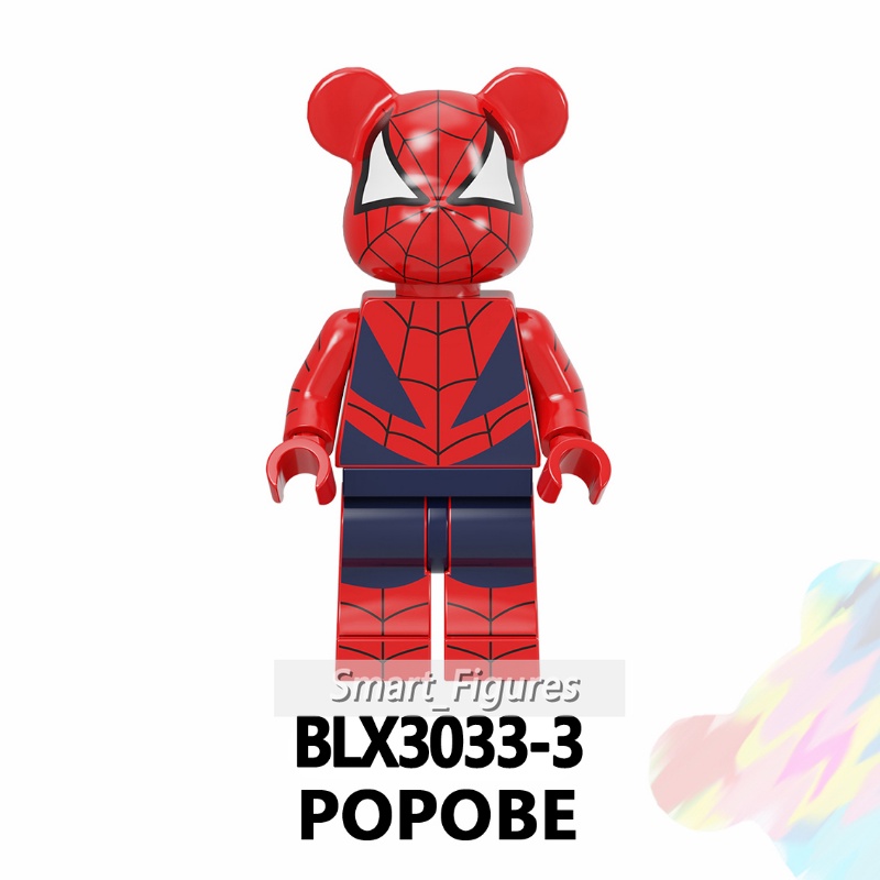 Bearbrick Mainan Balok Bangunsusun Minifigures Bentuk Stitchberuangspiderman Untuk Hadiah Anak BLX3033