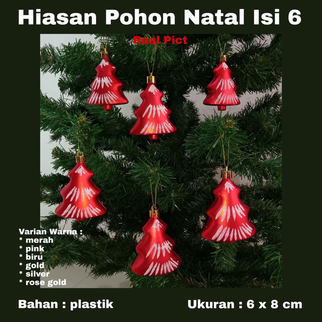 Hiasan Pohon Natal Isi 6 hiasan natal hiasan gantung hiasan pohon natal dekorasi natal dekorasi poho